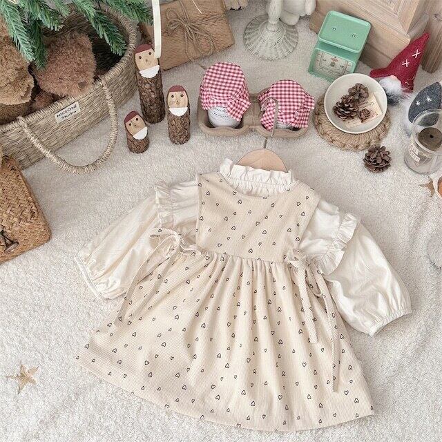 【BABY&KID】ハート柄裏起毛ワンピース