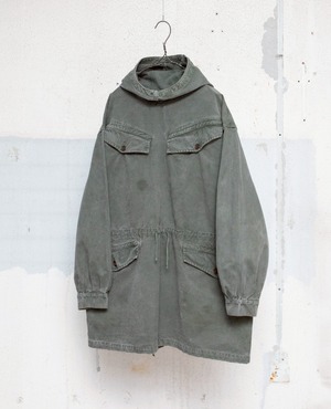 50s French Army alpine smock parka / faded olive cotton twill