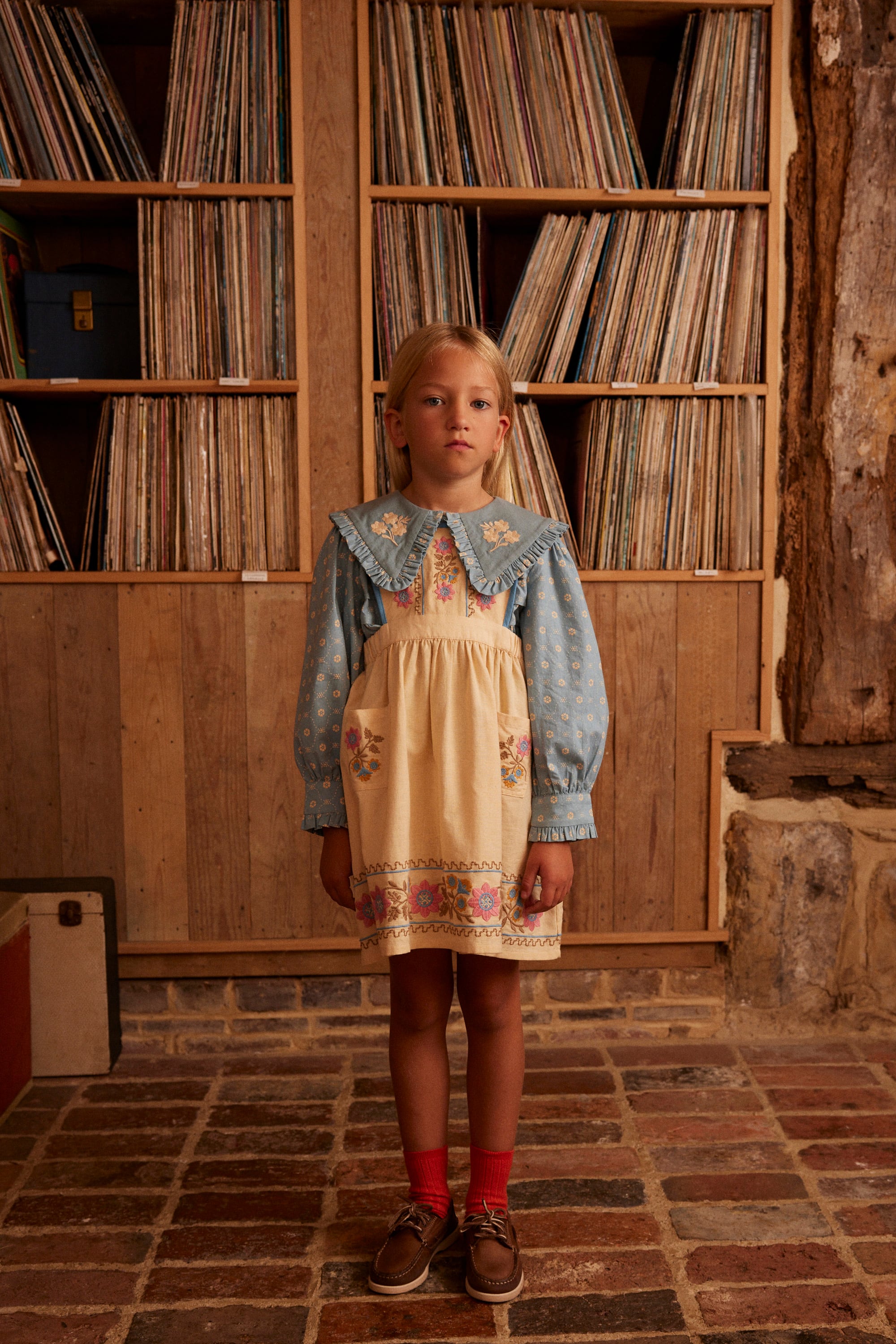 バ*ー様 Apolina 2-3y Ursina Embroidered Pin Apolina Ursina Embroidered Pinafore 2-3y Cotton woven