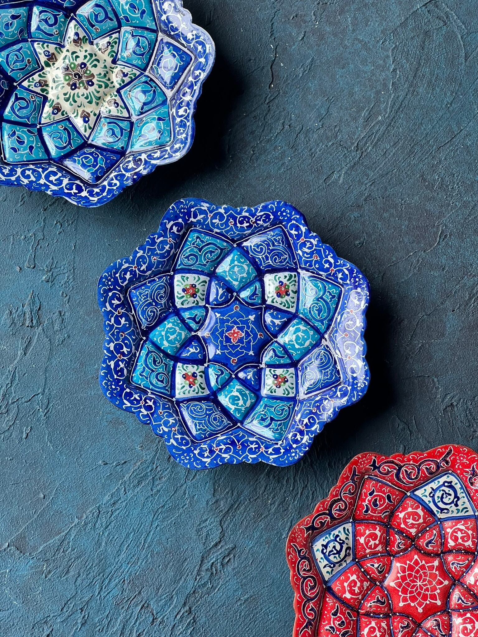 ペルシャの飾り皿（ミーナーカーリー）11cm アクセサリートレイ