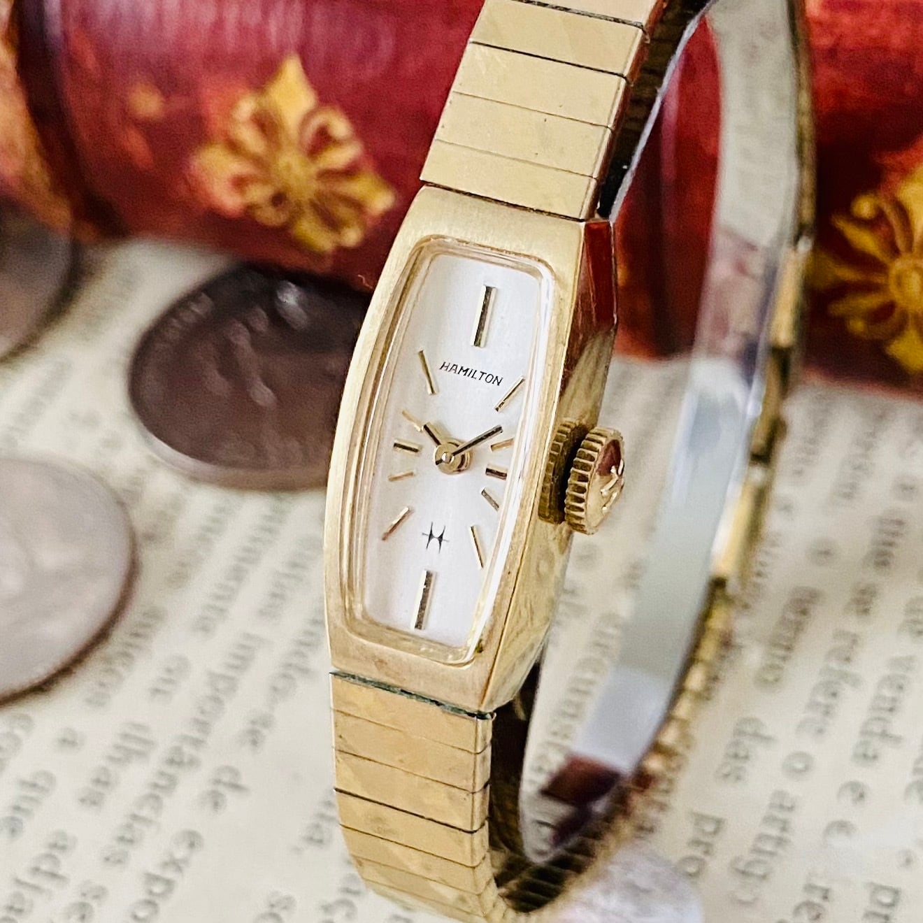 【高級時計ハミルトン】Hamilton クォーツ 腕時計 レディース