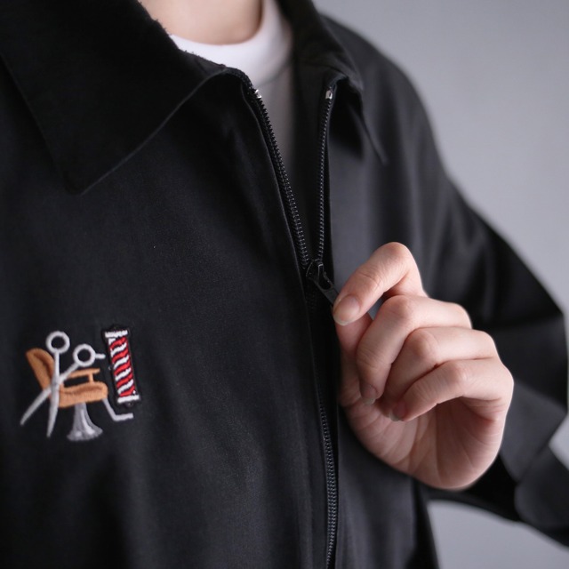 one point hair design shop wappen zip-up big shirt