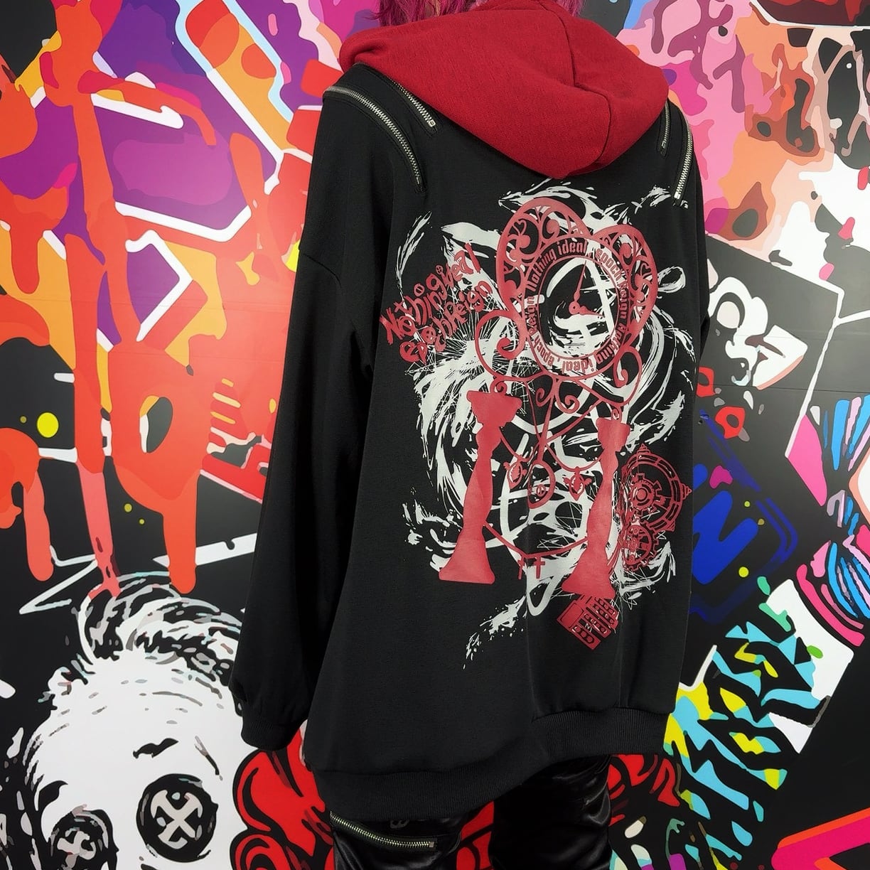 新春応援55%OFF》防寒4ZIP SHOULDER FLEECE INNER PARKA【BLACK×RED