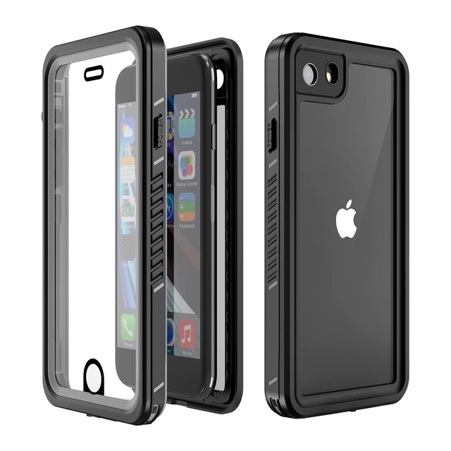 iPhone SE3 SE2 用 防水ケース 360 全方向保護 米軍MIL規格取得 アイフォン se 第2世代 第3世代 アイフォン8/7 用 高耐久ケース Qi充電対応 軽量 塵·キズ·落下防止 ブラック