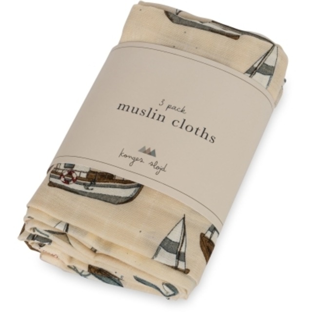 3PACK MUSLIN CLOTH GOTS　SAIL AWAY【Konges Sloejd  コンゲススロイド】おくるみ　出産祝い
