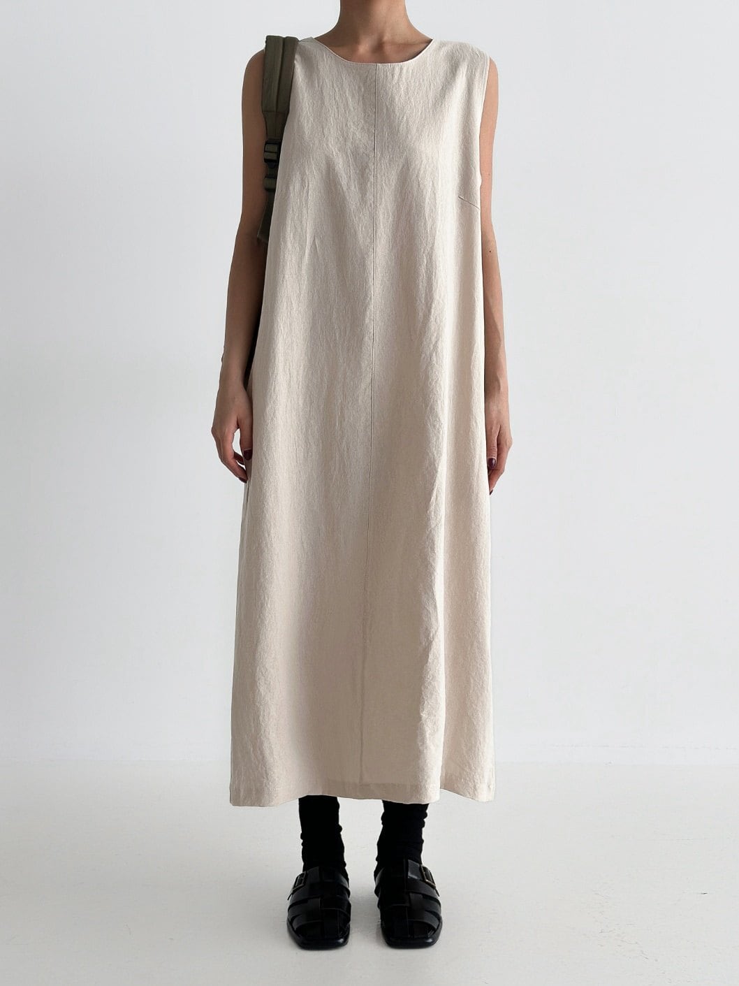 リネンボックスワンピース(ナチュラル・ブラウン・ブラック) | FIVE SENSES