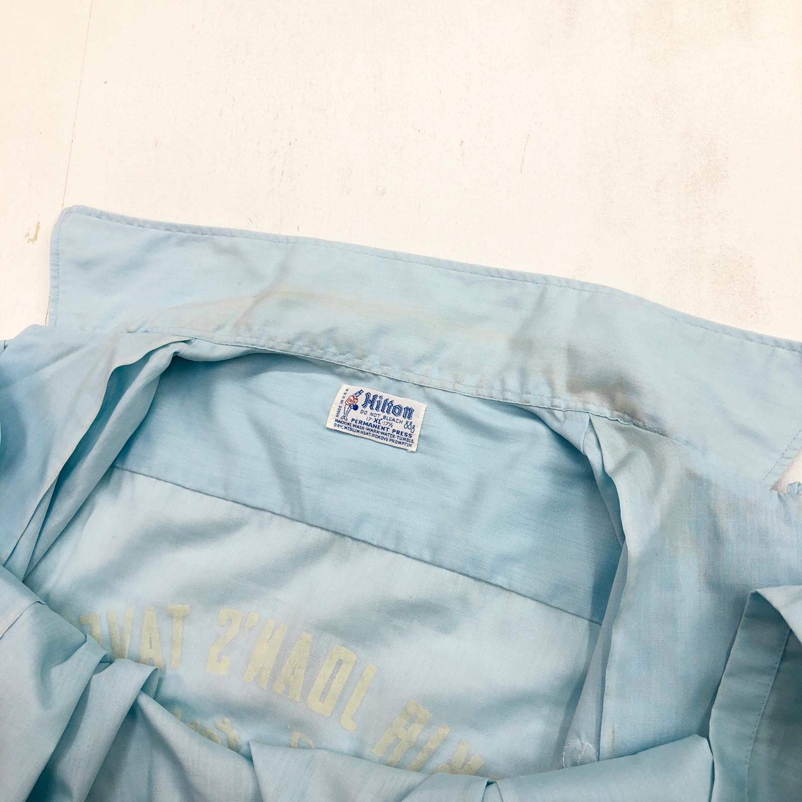 HILTON ヒルトン 70年代 USA製 PERMANENT PRESSタグ 胸刺繍 プリント
