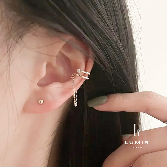 モダンレイヤードジルコニアイヤーカフ