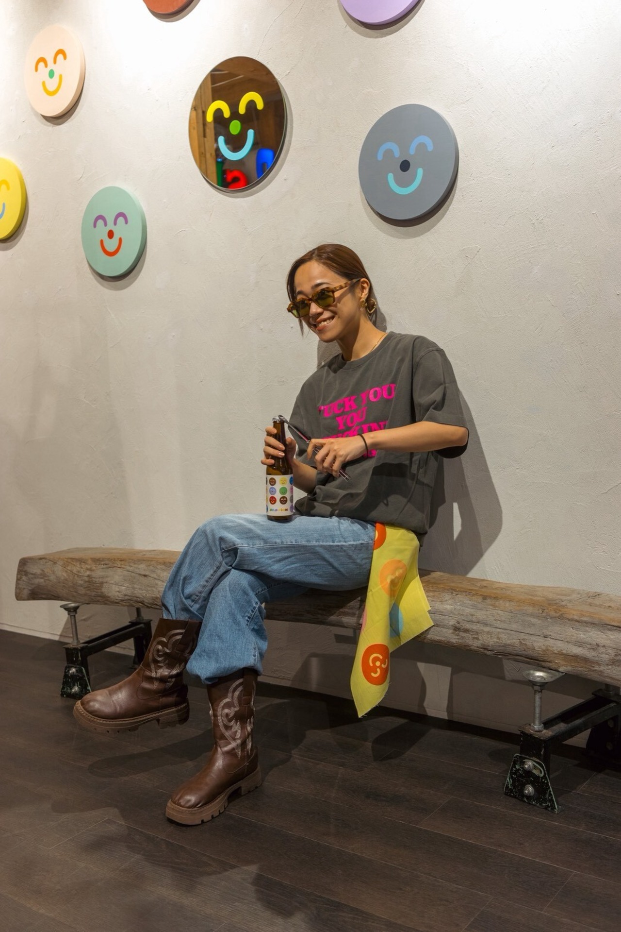 RIVERSIDE BASE 「FUCKIN' FUCK」T-SHIRTS SUMI PINK
