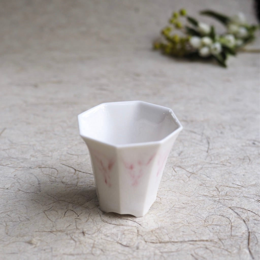 色原 昌希/菱八角茶杯(L) 桃花釉