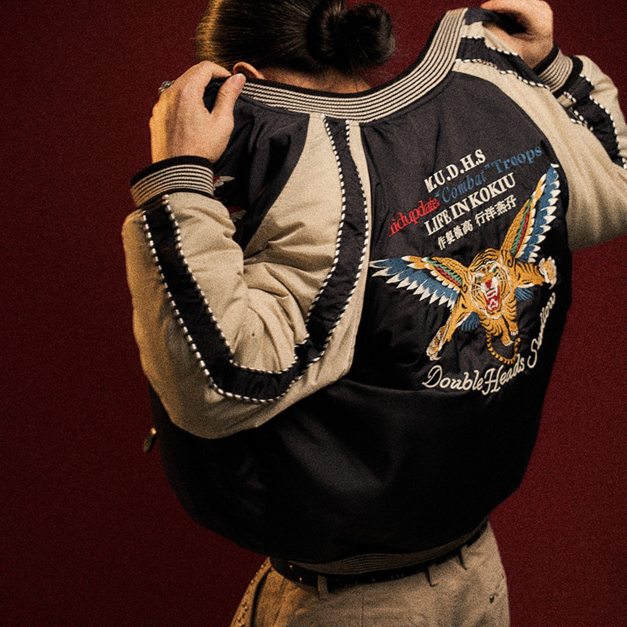 ダブルフェイス・エンブロイダリーボンバージャケット K5571 - 12