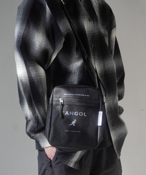 KANGOL (カンゴール) メッシュ ポケット ショルダーバッグ ブラック KGSA-BG00262