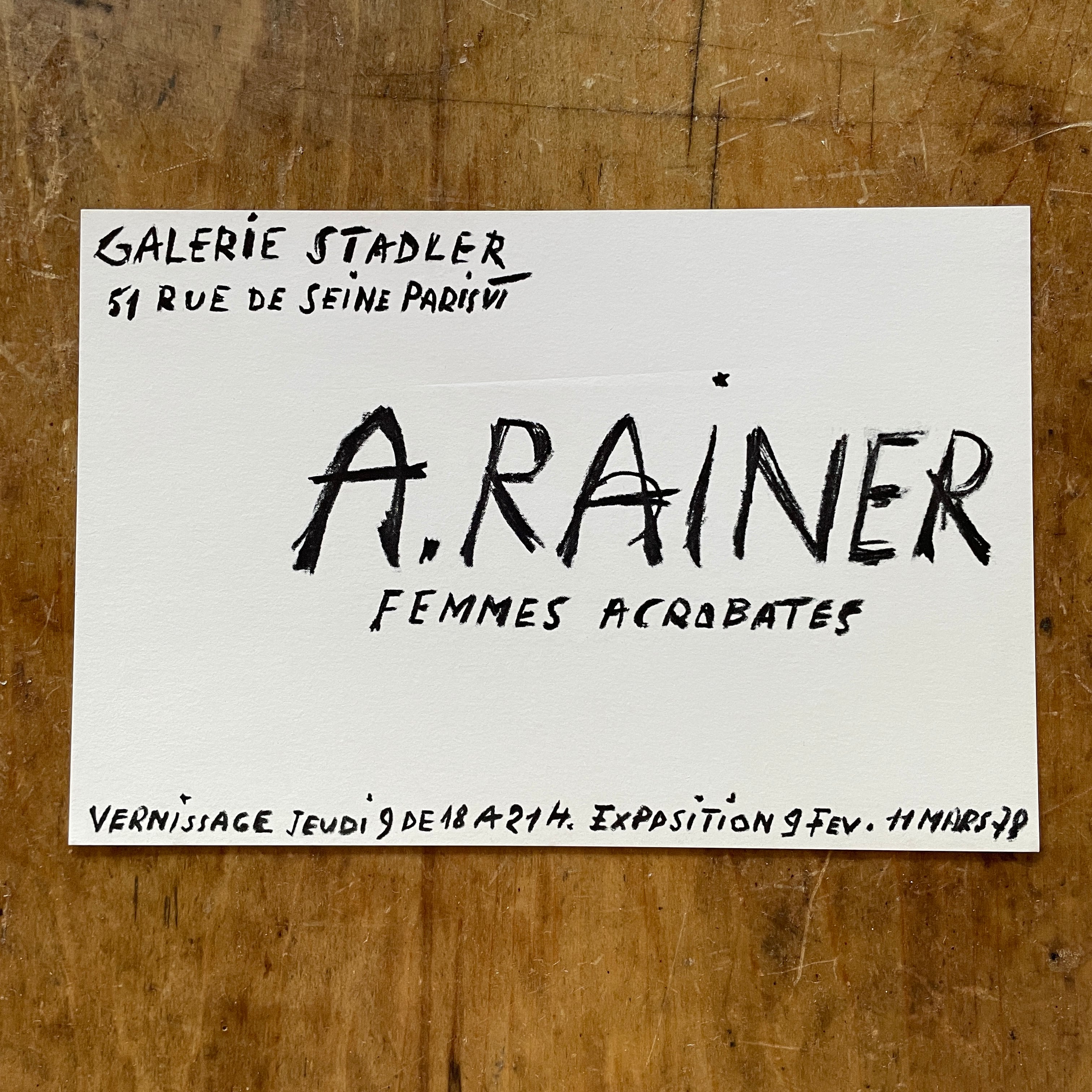 【インヴィテーションカード・エフェメラ】 アーノルフ・ライナー Arnulf Rainer GALERIE STADLER  1978　[310194562]