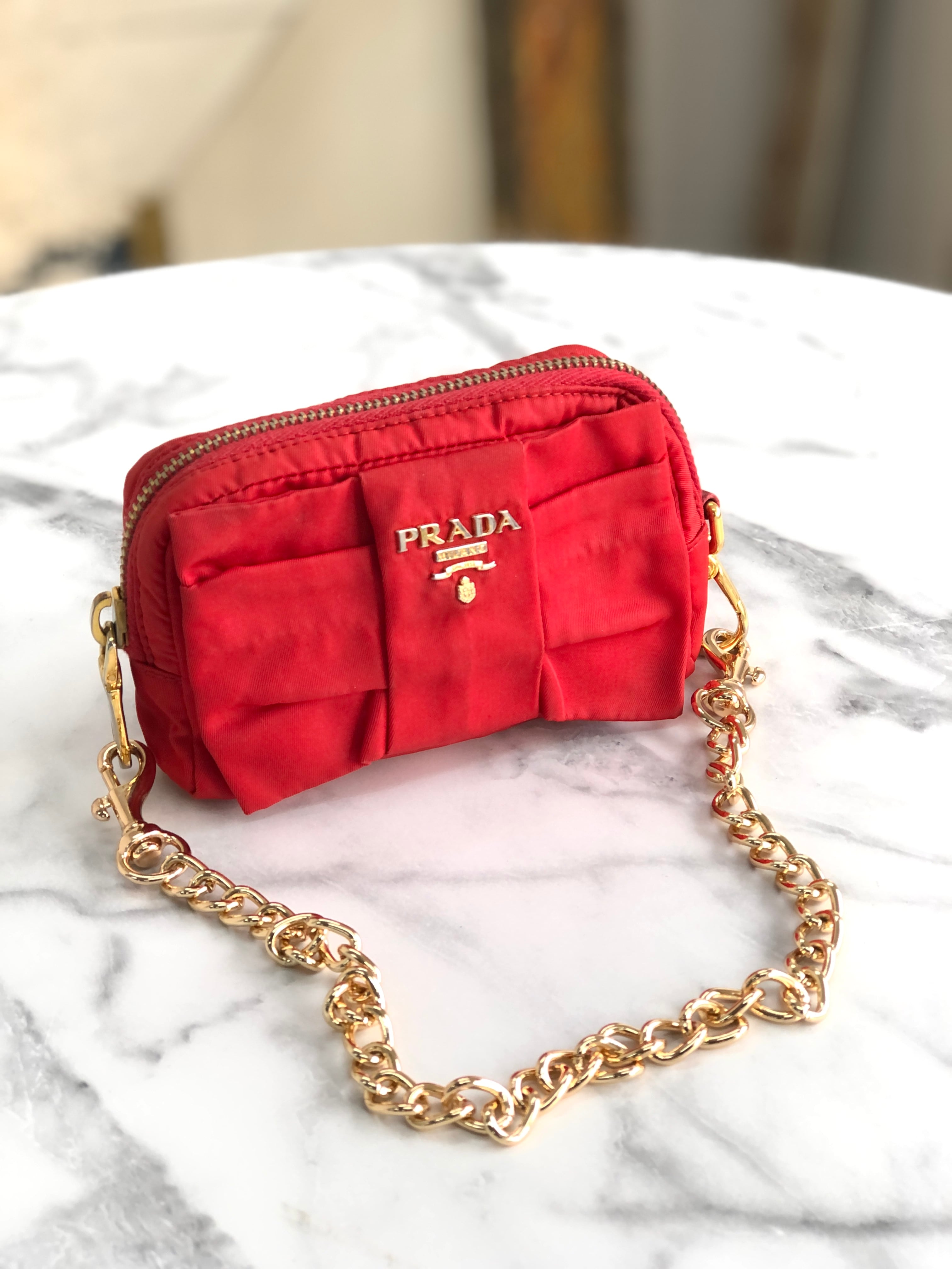 PRADA プラダ チェーン ハンドバッグ 赤 レディース ブランド