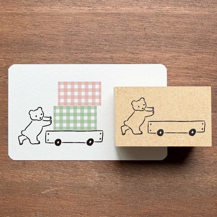 スタンプマルシェ ラベともスタンプ 台車・くま はんこ SM02