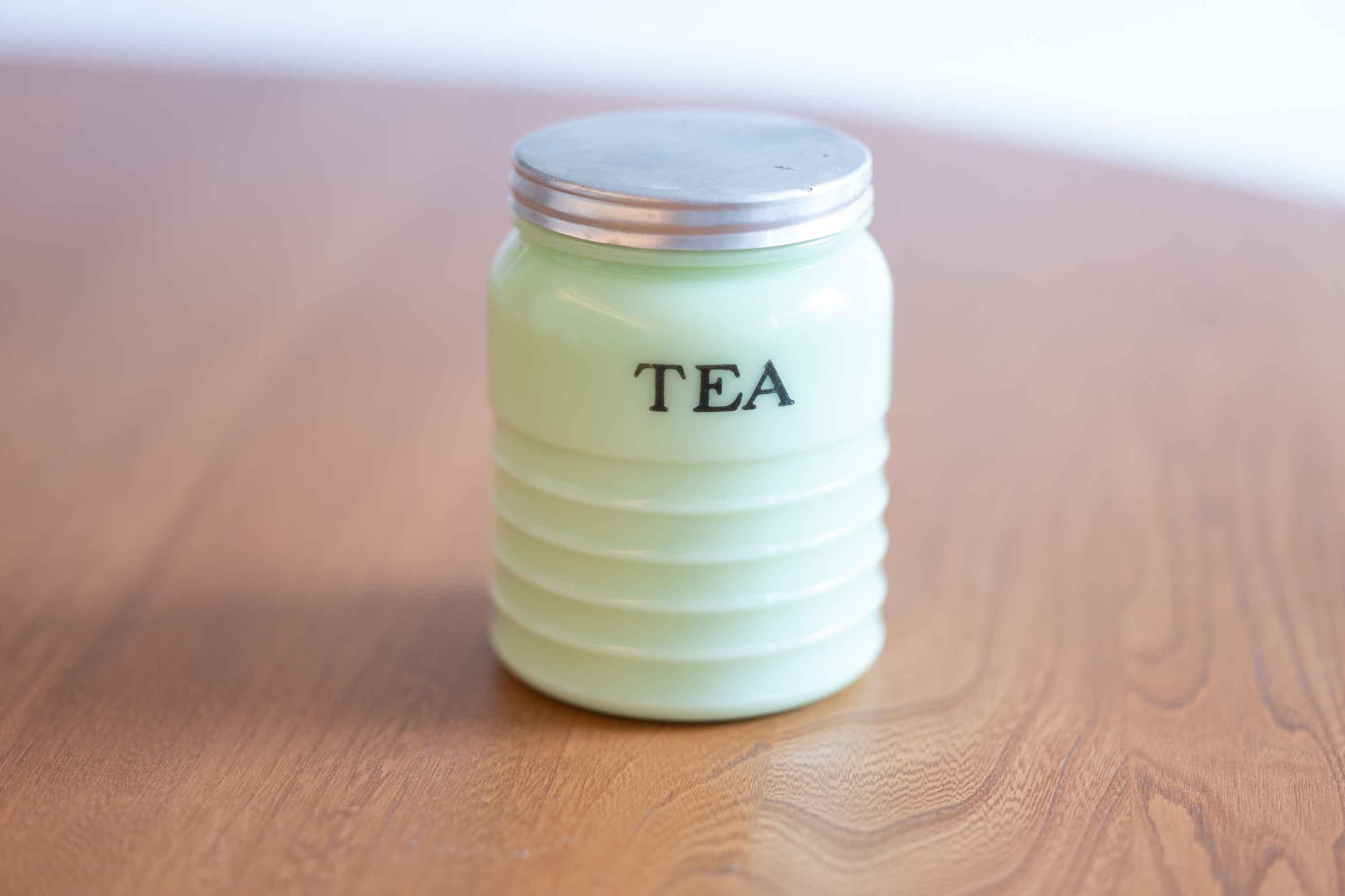 ジャネット社製 ライトジェード 16オンスラウンド " TEA "キャニスター 3-b