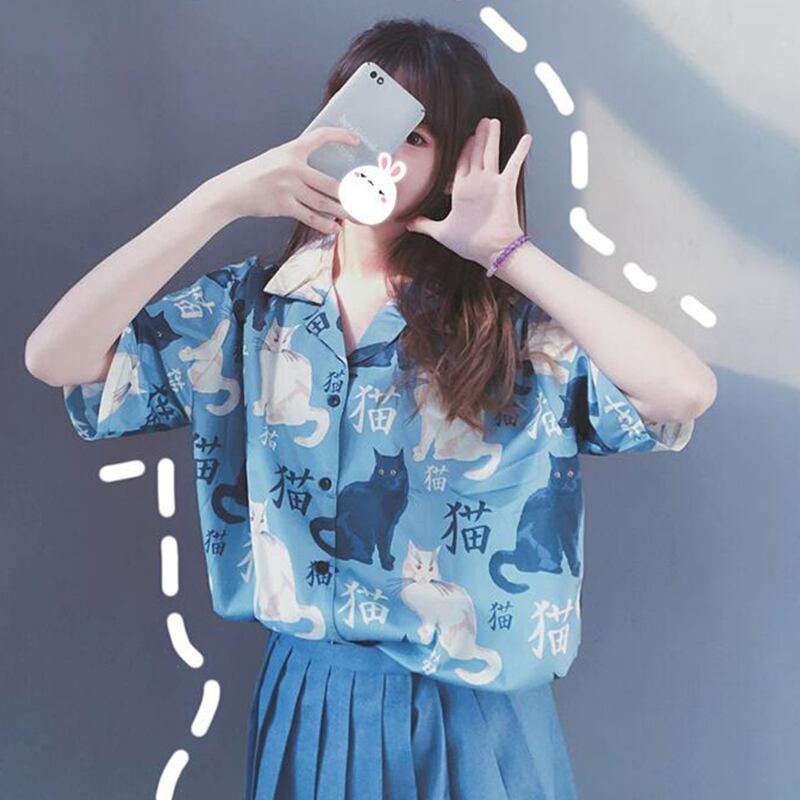 シャツ サマースタイルプリント柄トップス ルーズ 夏物 萌量不足71951653039