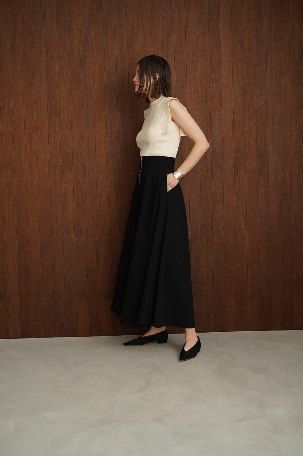 CLANE クラネ / W FACE FRONT ZIP FLARE SKIRT | TRENT CLANE クラネ / W FACE FRONT ZIP FLARE SKIRT | TRENT