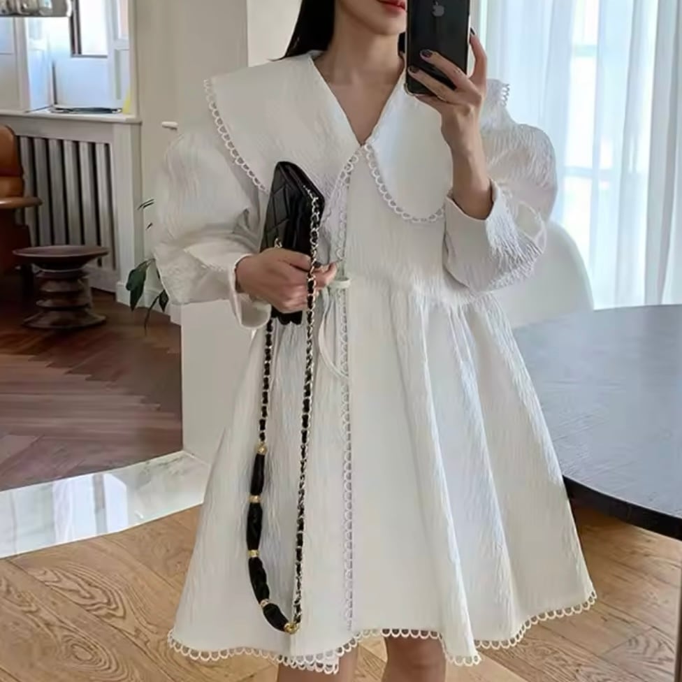 ビッグカラーレトロミニワンピース