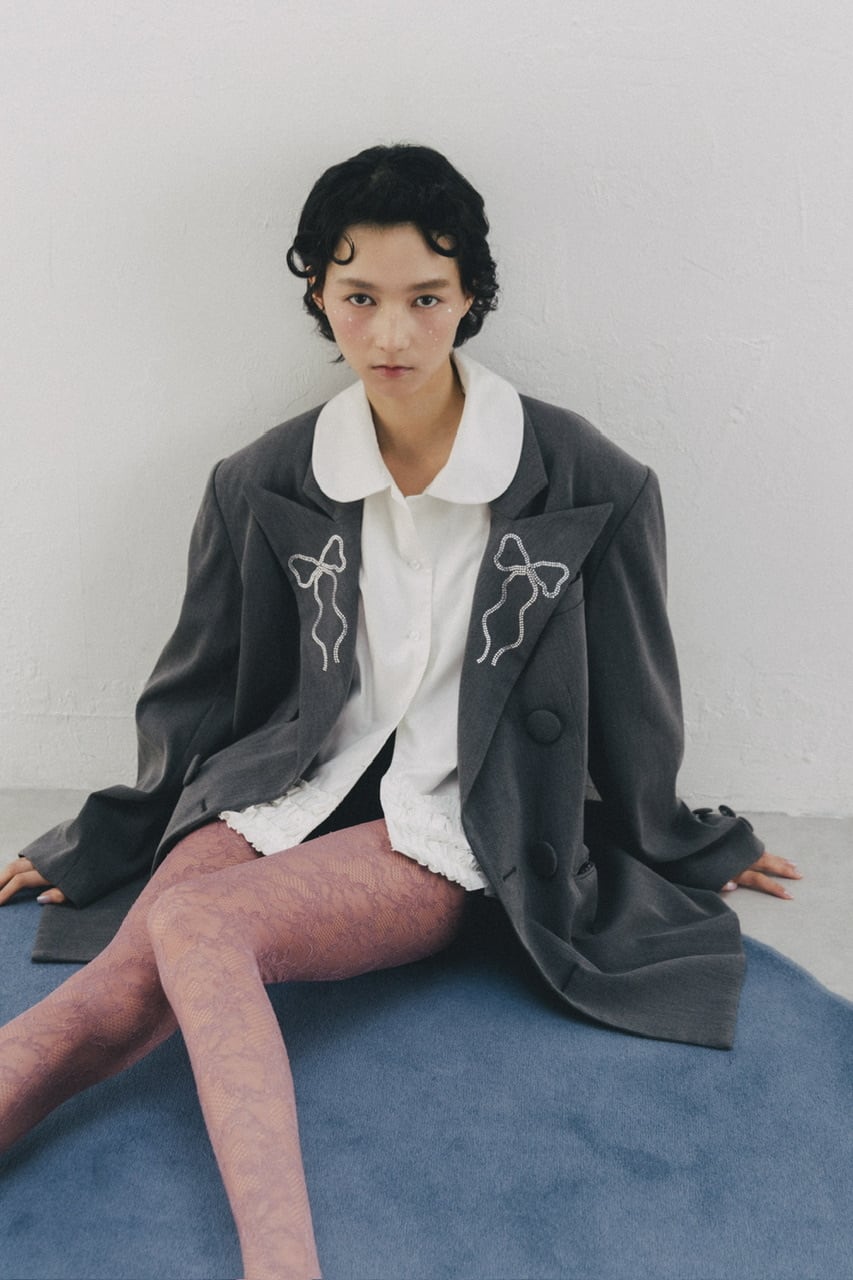 ピークドラペルリボンジャケット RED