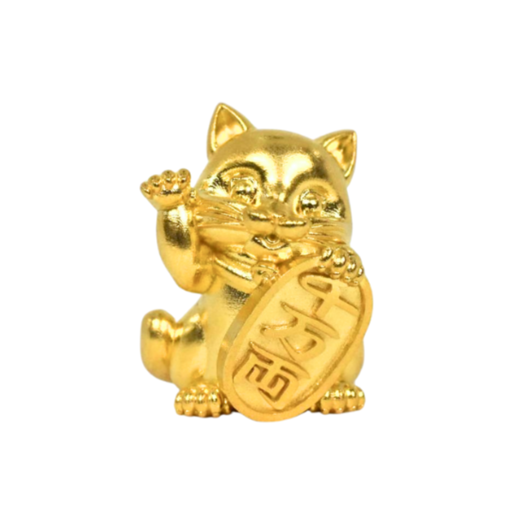 縁起物‼️レア‼️金色の招き猫 約30cm 招き猫】純金の小判を持つ招き猫のお守り モチーフ 30g 超特大