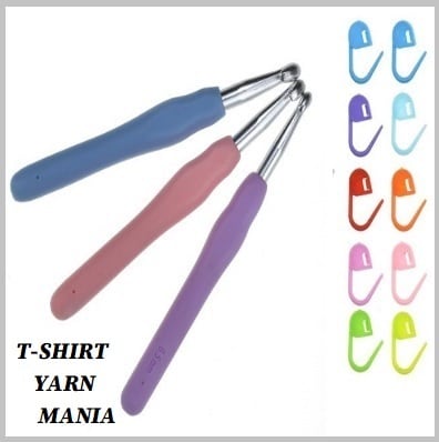 Tシャツヤーン かぎ針 3本セット 【6.5mm、7mm、8mm】＆段数マーカー