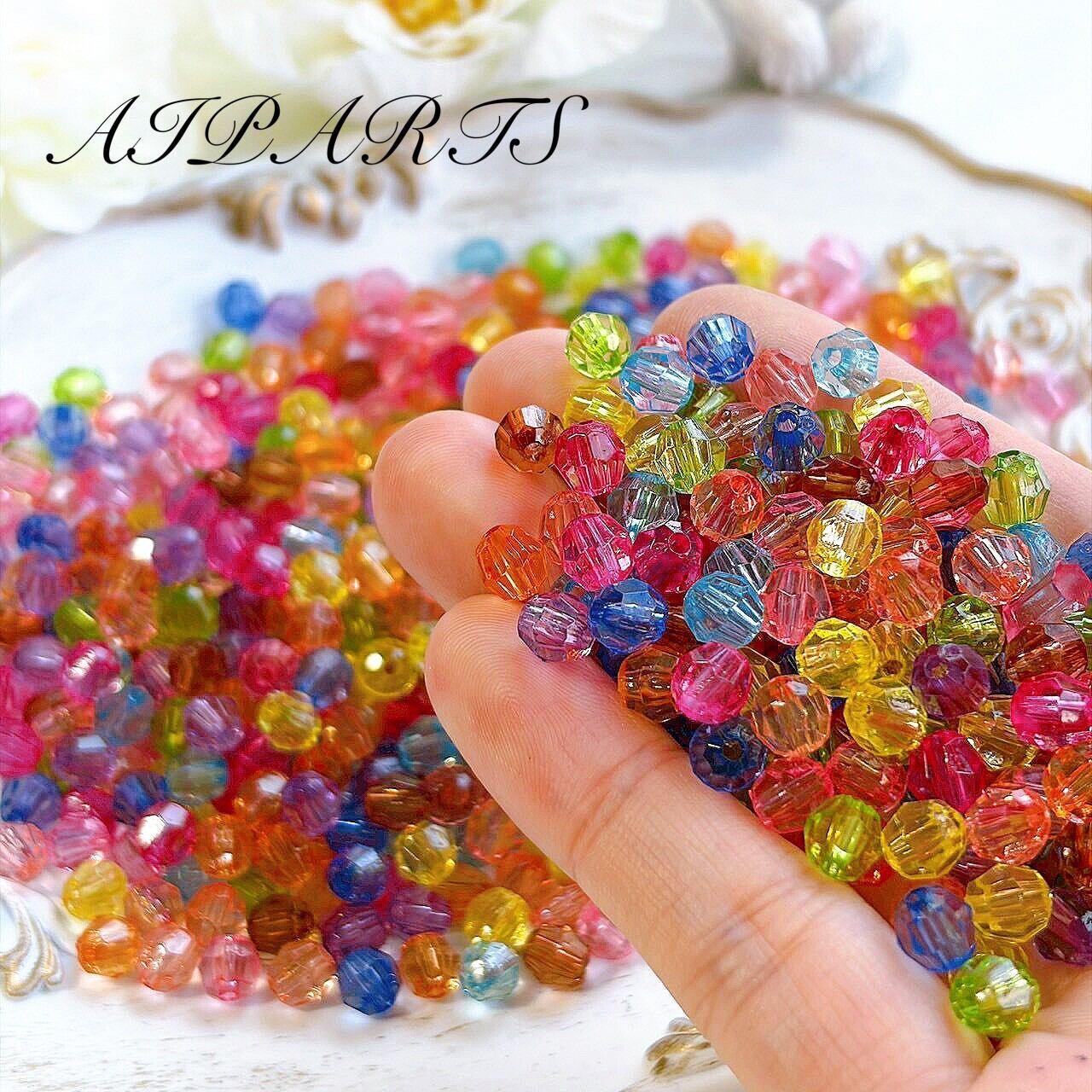 アクリルビーズ 6mm 多面カット 多角 ハンドメイド資材 ハンドメイド