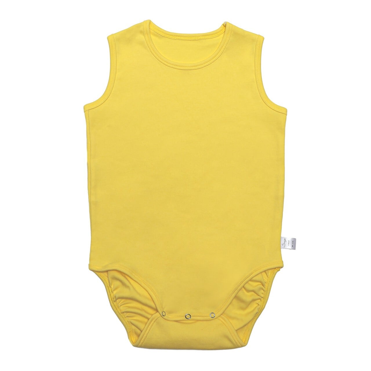 発達がゆっくりなキッズ向け 大きめロンパース タンクトップタイプ ビビッドイエロー サイズ110,120 タグ外 日本国内縫製