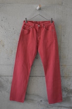 Red overdyed denim