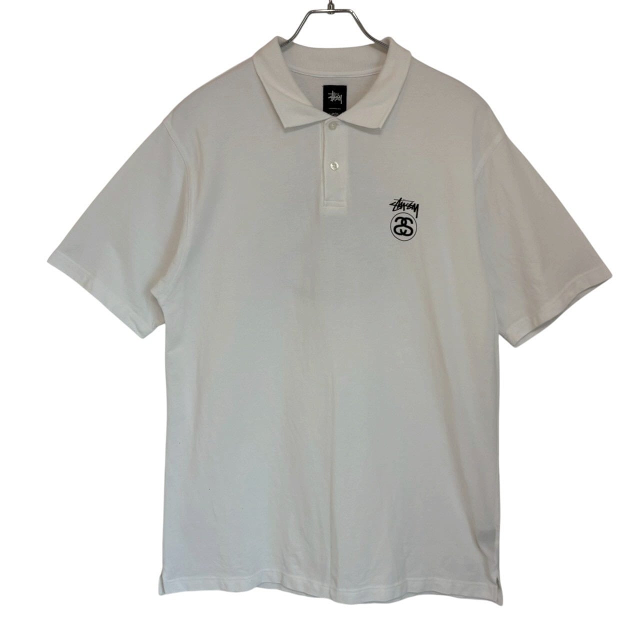 stussy ステューシー ポロシャツ L バックロゴ プリント シャネルロゴ
