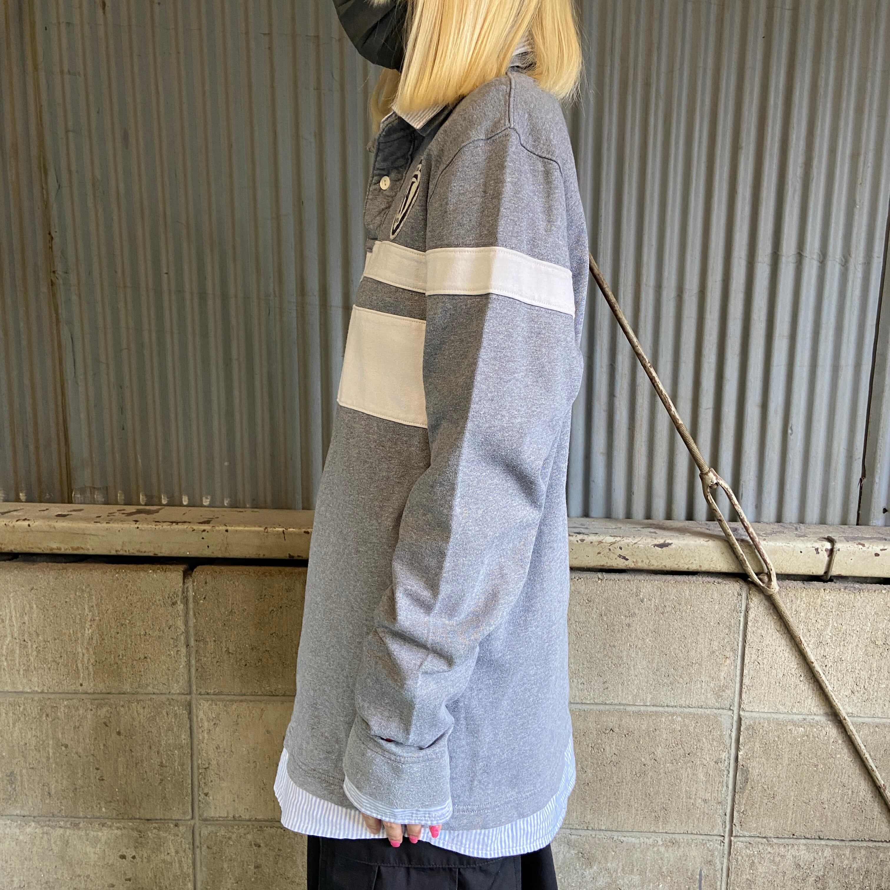 トミーヒルフィガー ロゴワッペン フェイクレイヤード 長袖 ラガー