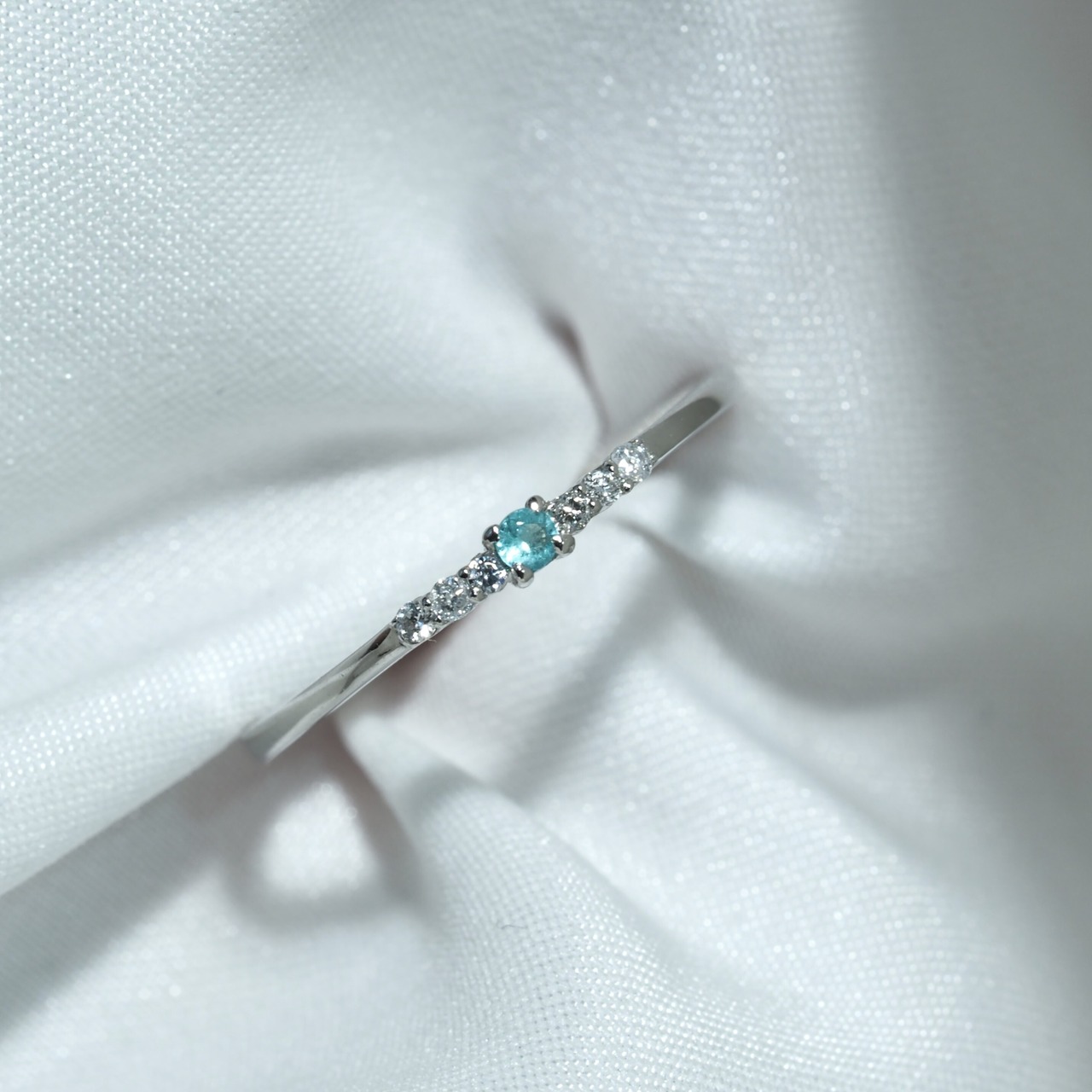 パライバトルマリン ブラジル産 リング 0.03ct D0.048ct pt900 Paraiba Tourmaline