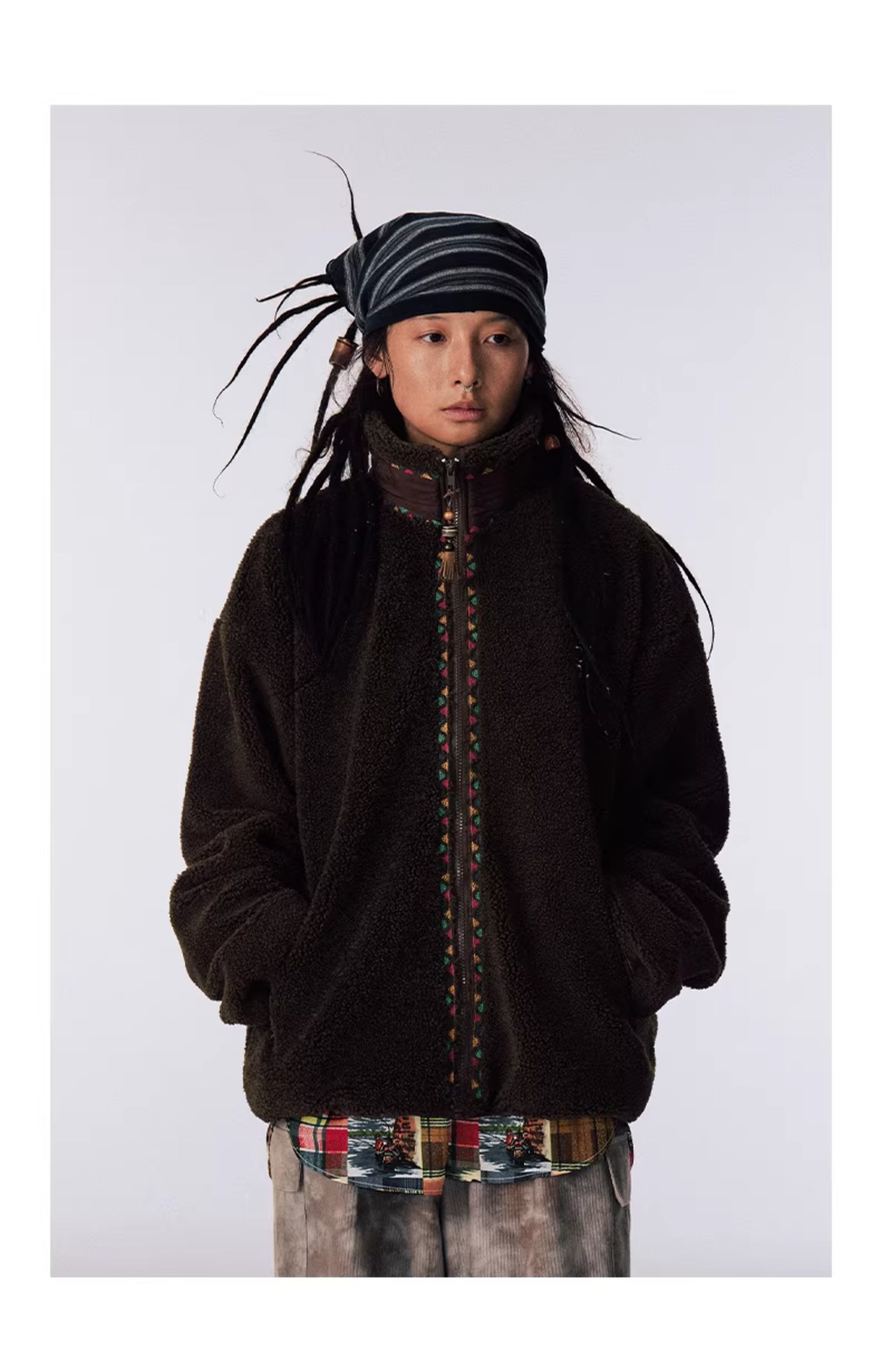 CONP Hand-knitted Beaded Fleece Jacket