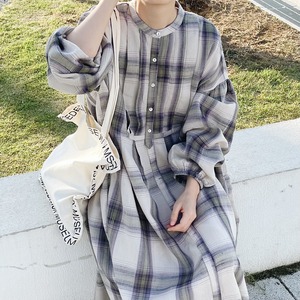 Waffle check dress (off-white)