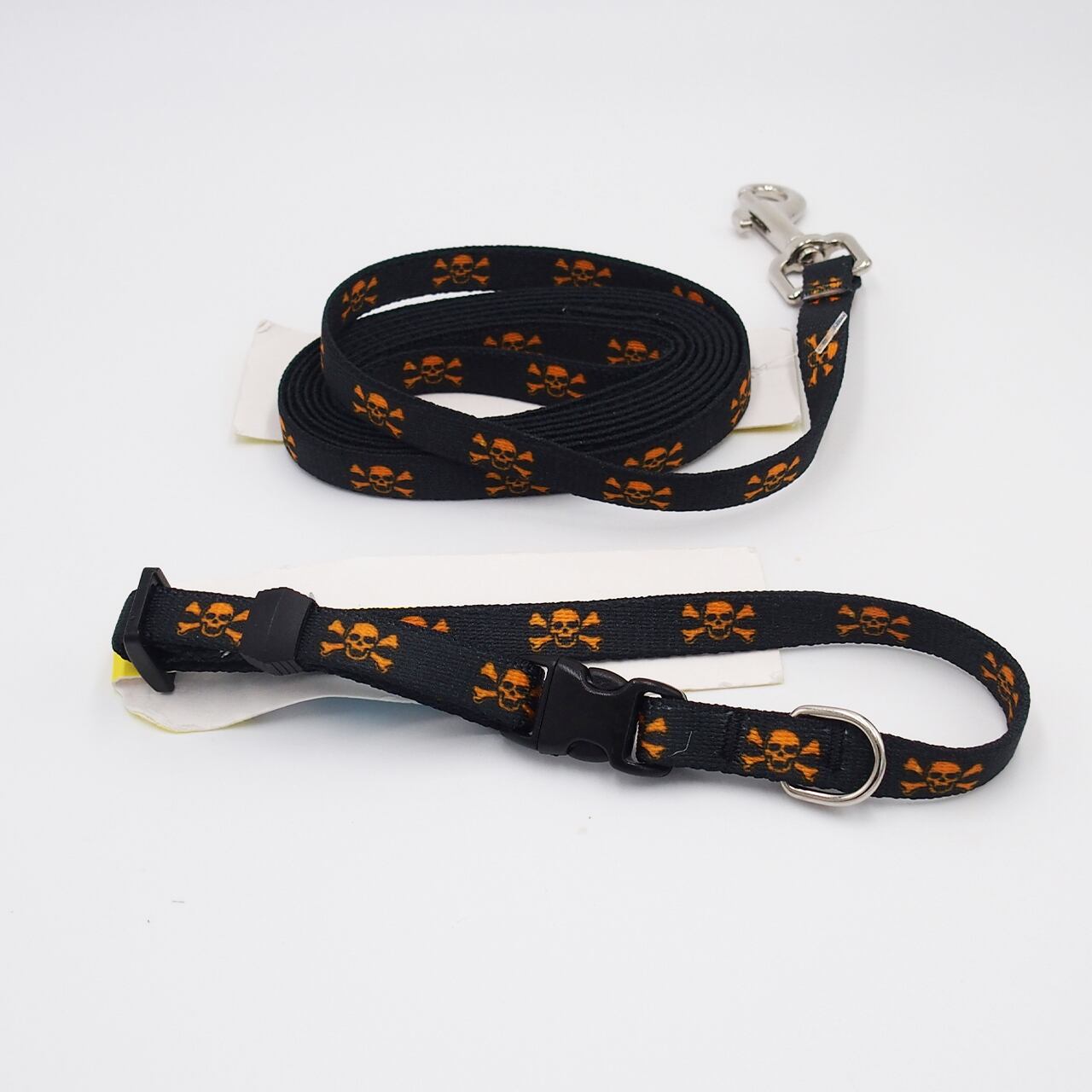 Orange & Black skulls　首輪＋リードセット XSサイズ - Yellow Dog Design