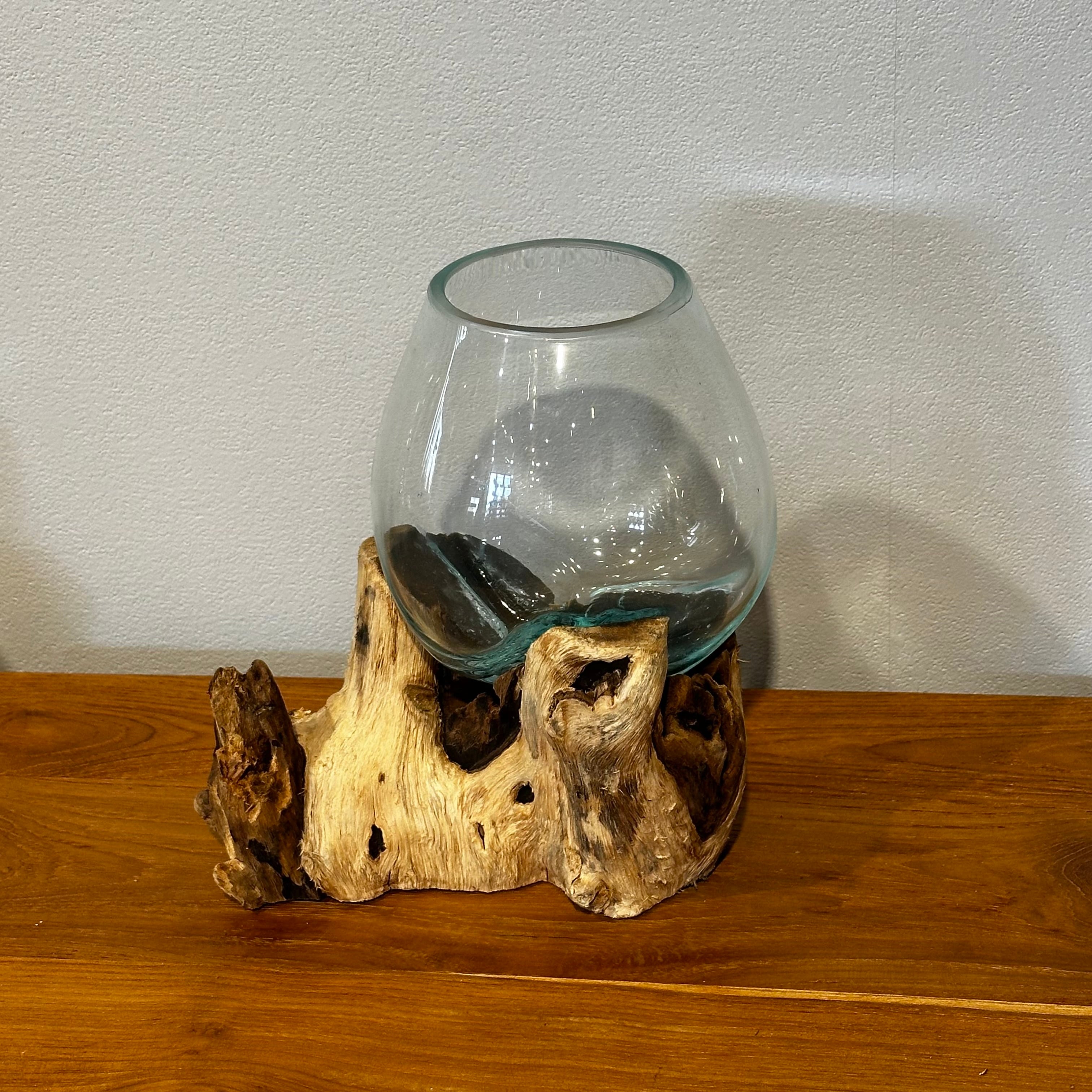 バリ島流木ガラス w16×d14×h20cm 水槽 アクアリウムメダカ水槽812