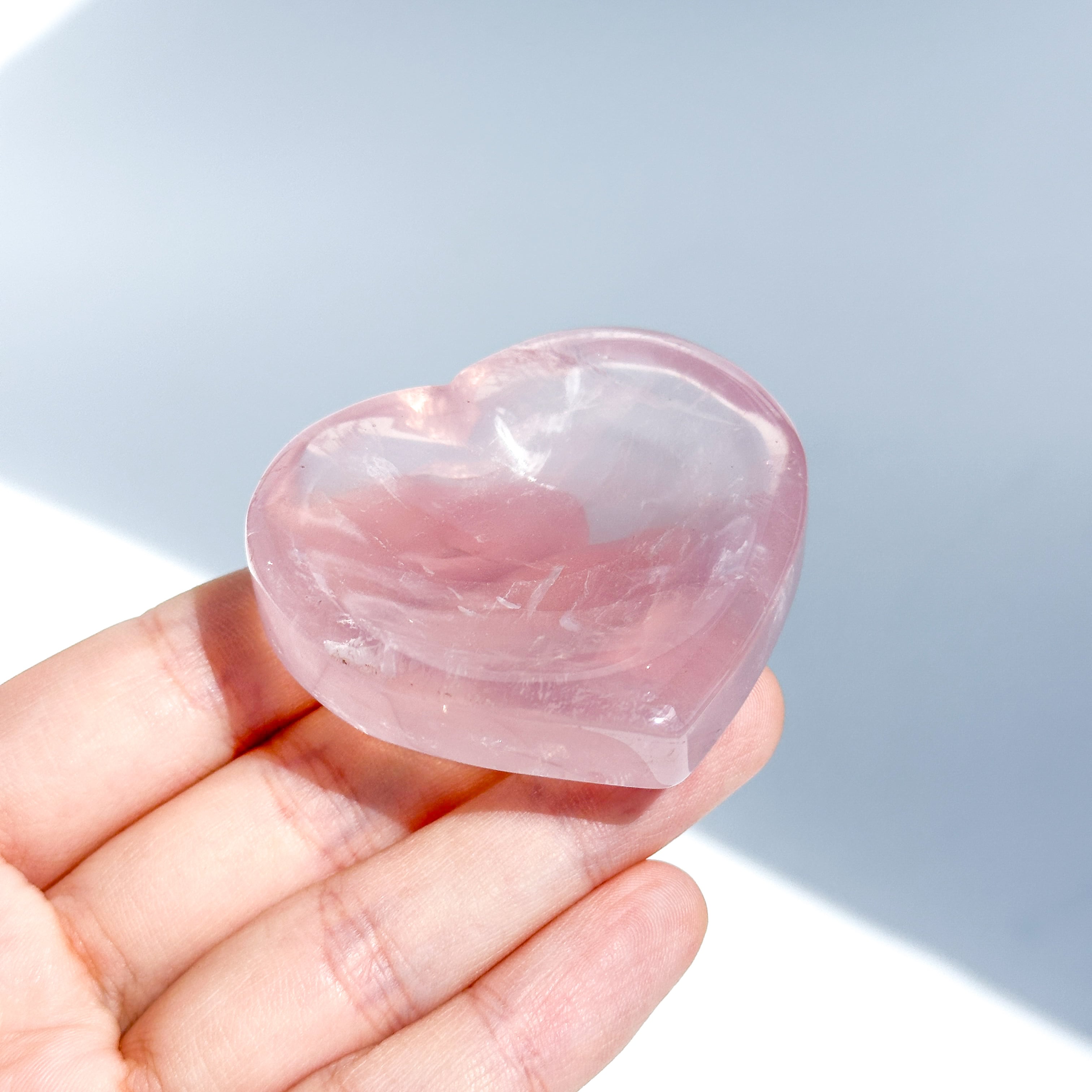 透明感◎ローズクォーツハート型のうつわ 31◇ Rose Quartz ◇天然石