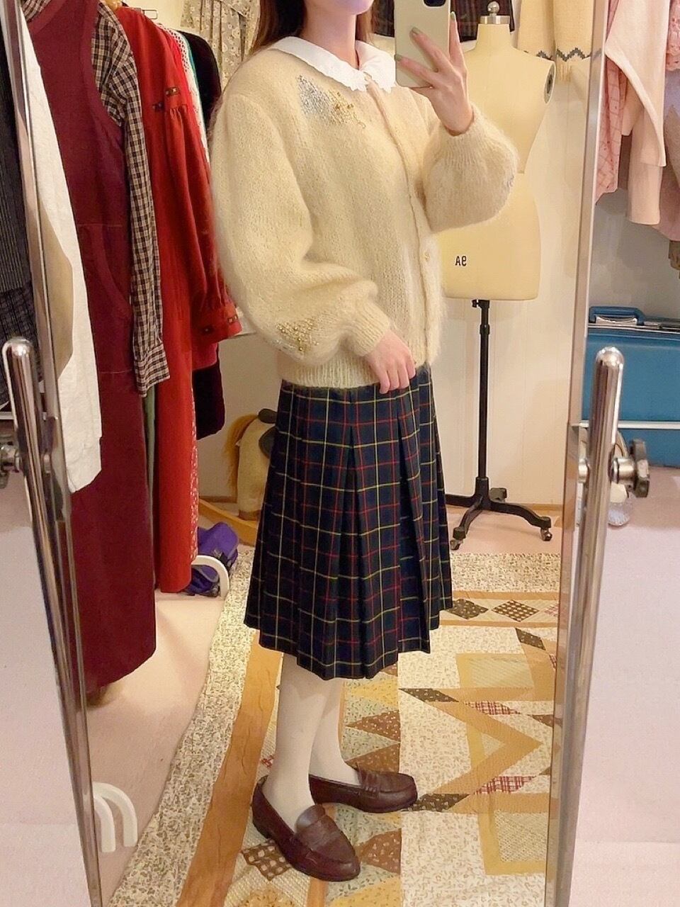 lame tree cream knit cardigan