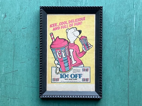 70s ICEE BEAR ADVERTISING FRAMING