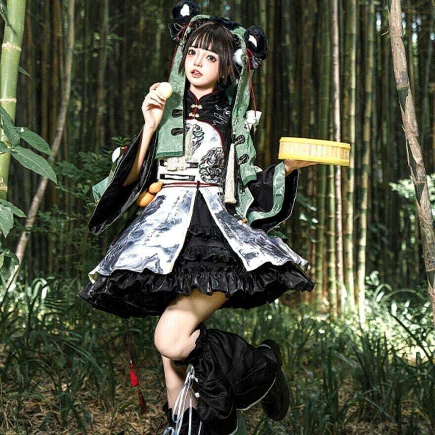 クリスマス イベント衣装 即納 現品限り 中華ロリータ パンダ フル