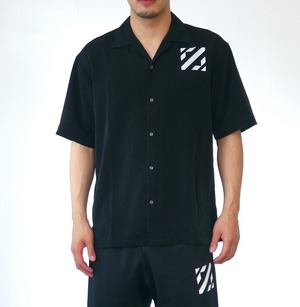 SQUARE LOGO SILKY SHIRTS  black