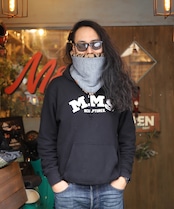 ROBIN NECK WARMER ソフトデニム&ブラウンレオパード