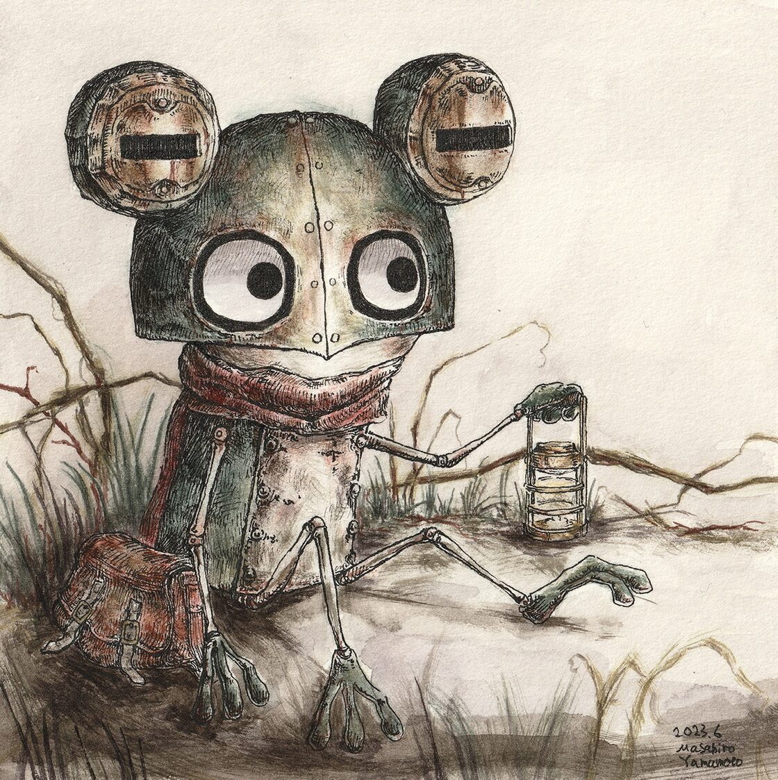✴️特別価格【原画】『碧眼のギロ』（カエル 絵画 パステル画） 高ぶる