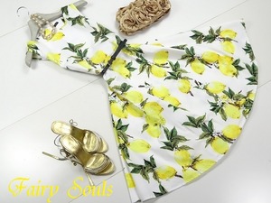 ☆11号(L)☆あざやかフルーツと花柄コットンのワンピース(OPN5370)