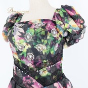 パーティドレス ワンピース ドレス 演奏会 カラードレス 発表会 パーティ Da Vistosa ドニャヴィストーサ 黒 紫 ピンク 緑 フリル レース 花柄 ブラック系 ピンク系 グリーン系 デザイン 華やか フェミニン 結婚式 ステージ衣装 おしゃれ レディース