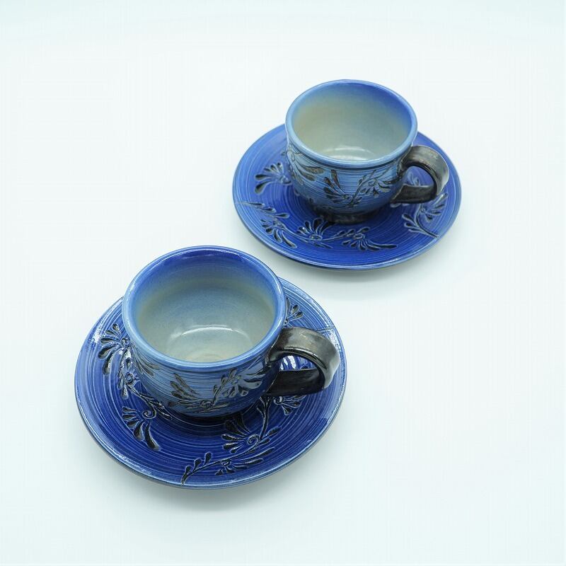 青刷毛目シリーズ コーヒーカップ＆ソーサー【幸陶器