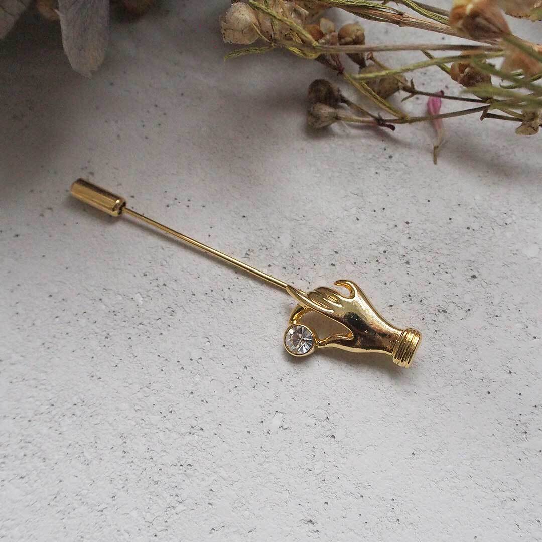 独特な 【送料無料】 アンティーク ハンドモチーフ ブローチ ハンド