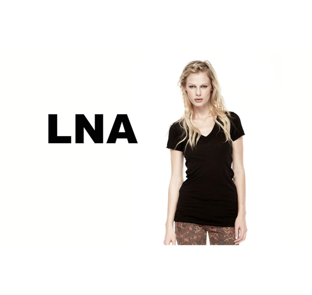 LNA／エルエヌエー　ショートスリーブVネックシャツ／ブラック
