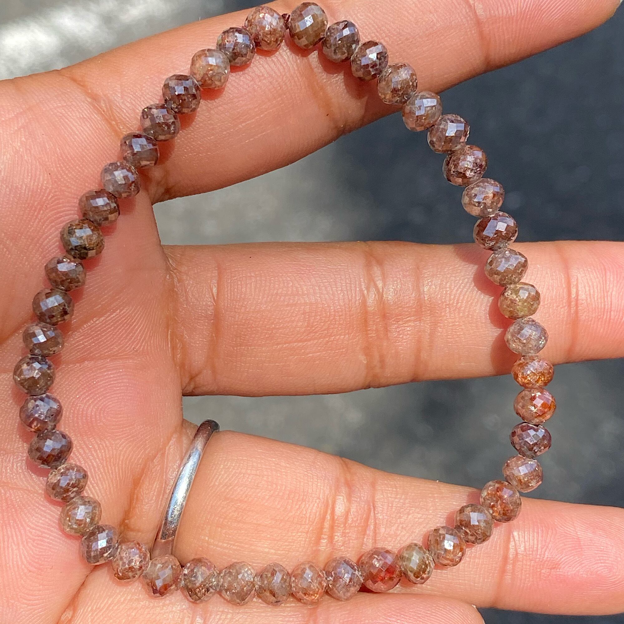 449. ブラウンダイヤモンドブレスレット5mm天然石高品質