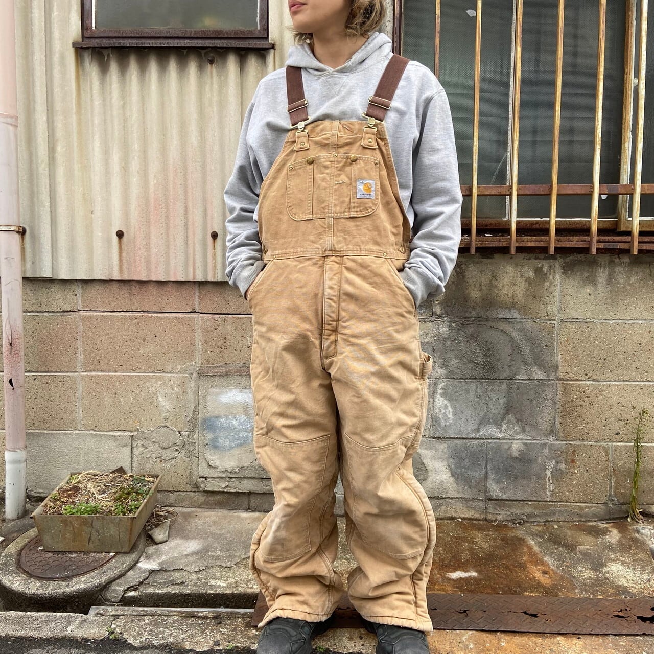 90年代 USA製 Carhartt カーハート ダック地 オーバーオール ダブルニー メンズW34 古着 ブラウン キルティングライナー 裾ジップ  90s ヴィンテージ ビンテージ【オーバーオール】【SA2204】 | cave 古着屋【公式】古着通販サイト